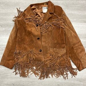 Leather jacket with fringe